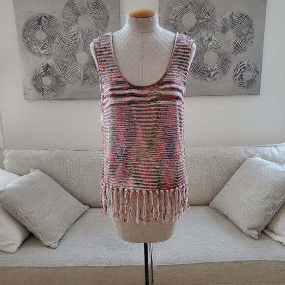 Rocks & Indigo Woven Tank  Fringe Sweater - Picture 2 of 11